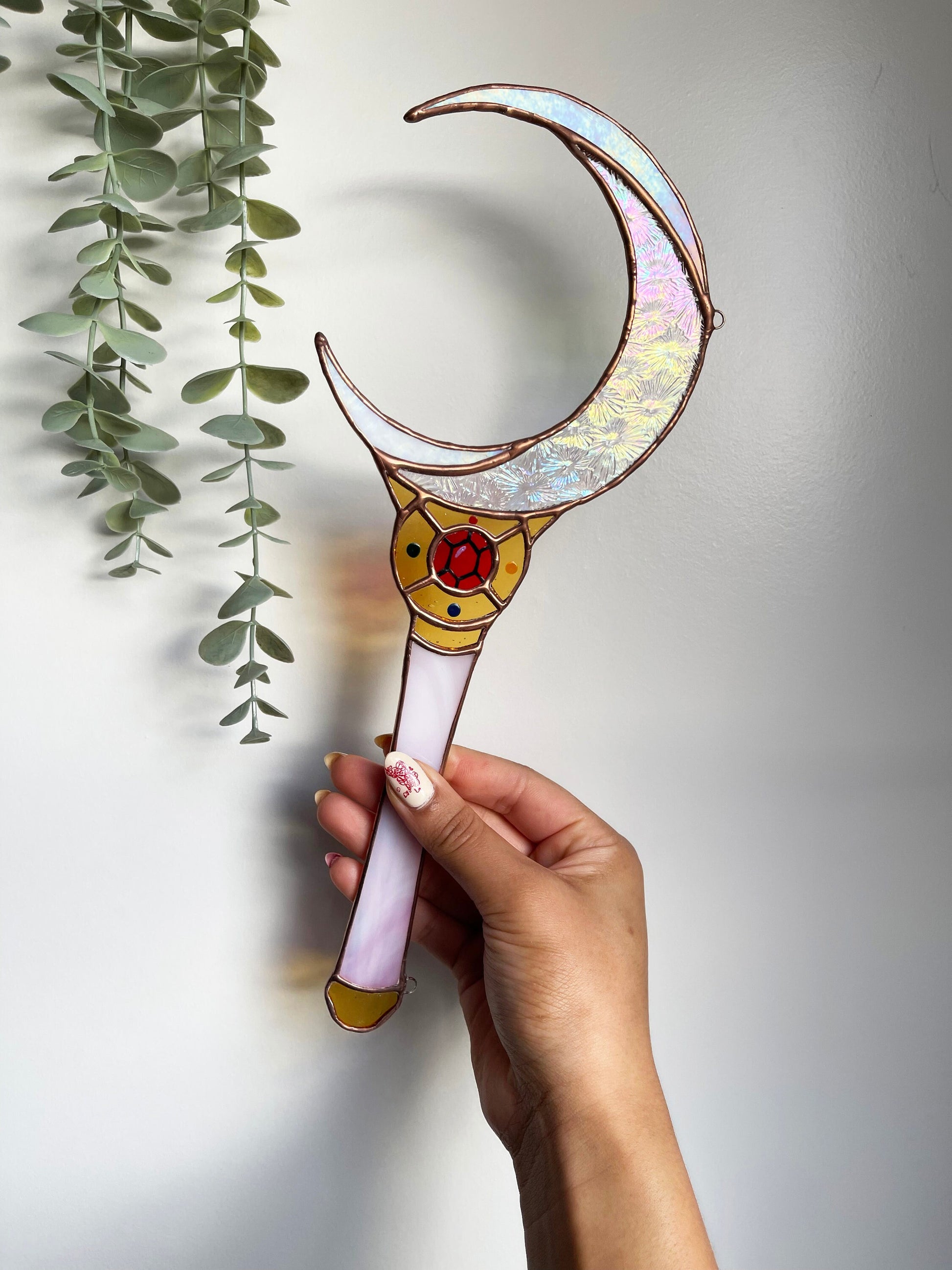 Anime Wand | Stained Glass Suncatcher | Wall Hanging | Moon |