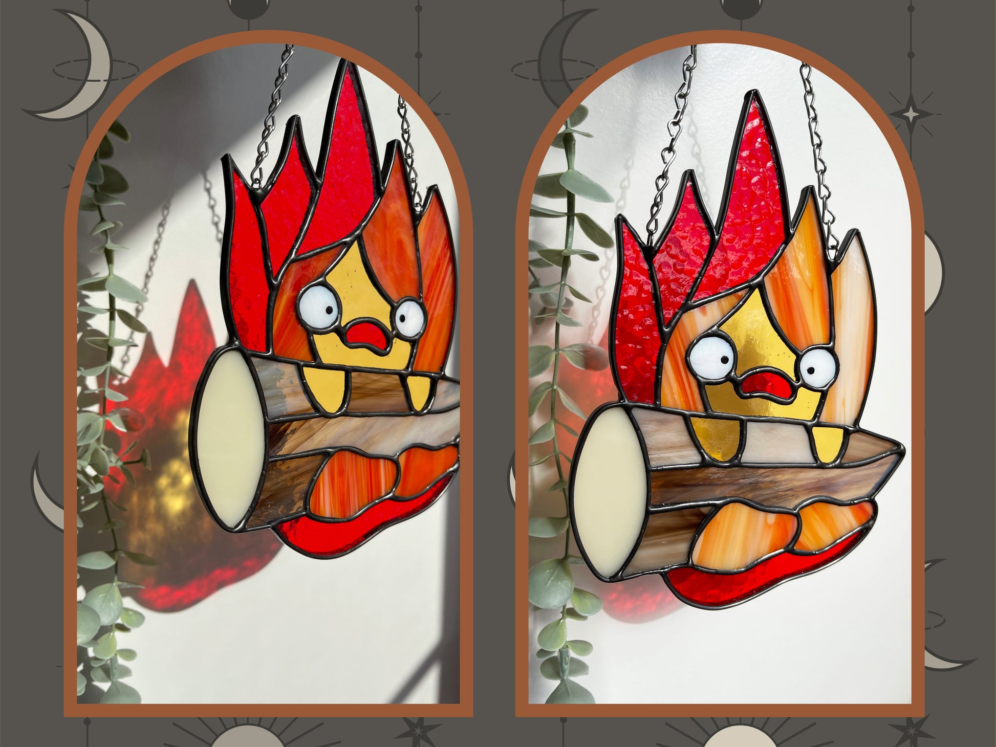 Calcifer Inspired Stained Glass Art