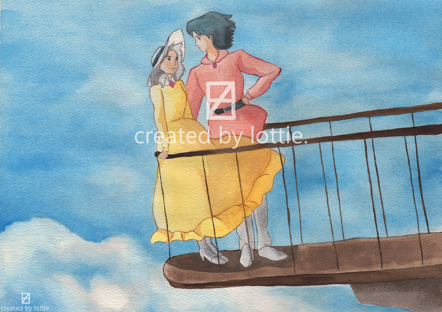 Howl's Moving Castle Watercolour Print