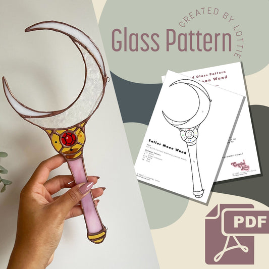 Stained Glass Pattern | PDF | Digital Download | Magic Wand | Moon | Anime | Cricut Template