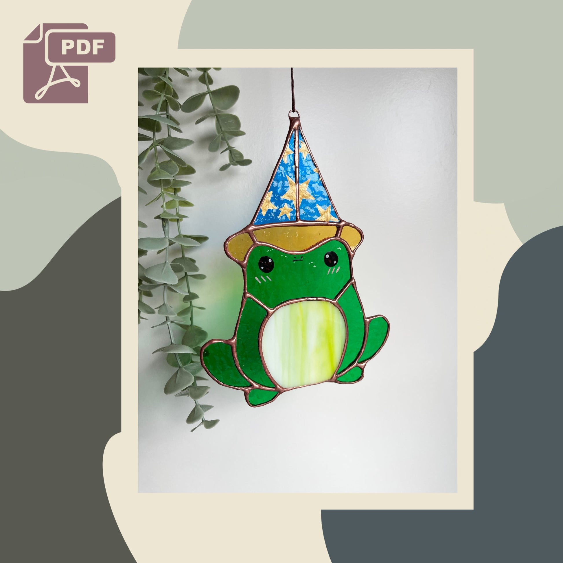 Stained Glass Pattern | PDF | Digital Download | Frog | Cottagecore | Goblincore| Wizard| | Cricut Template