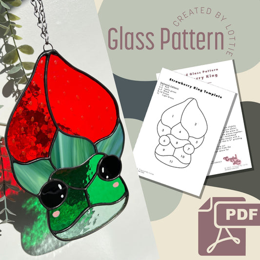 Frog Strawberry Hat | Stained Glass Pattern | PDF | Digital Download | Goblincore | Spring | Suncatcher | Cricut Template